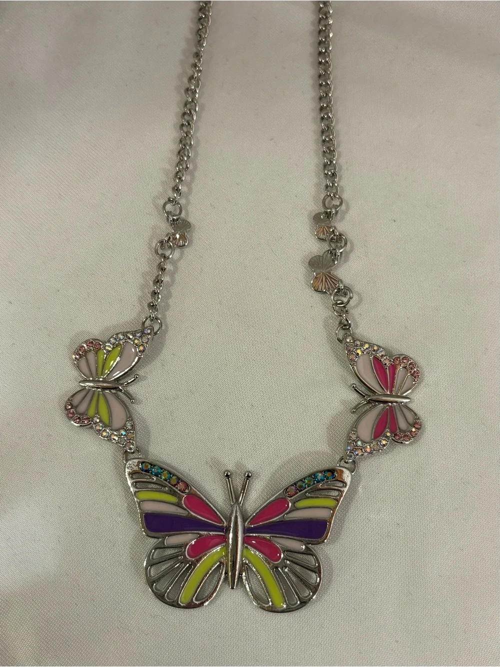 paparazzi Pink Purple Lime Butterfly Necklace and Hoop Earring Set
